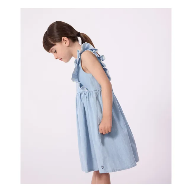 Chambray Ruffle Dress | Light Blue