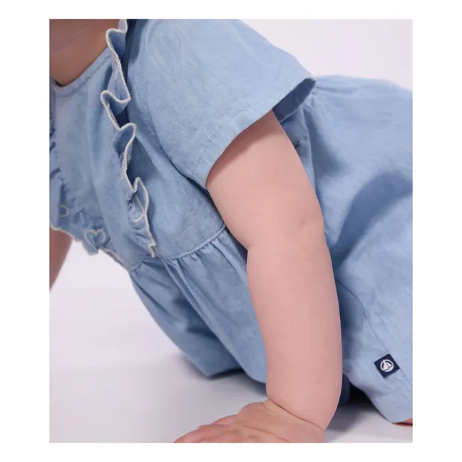 Robe Brodée Chambray | Bleu Clair