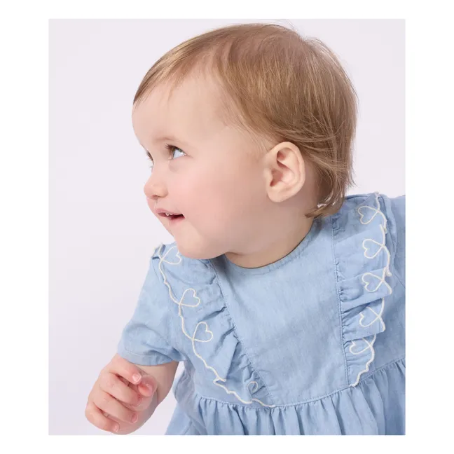 Robe Brodée Chambray | Bleu Clair