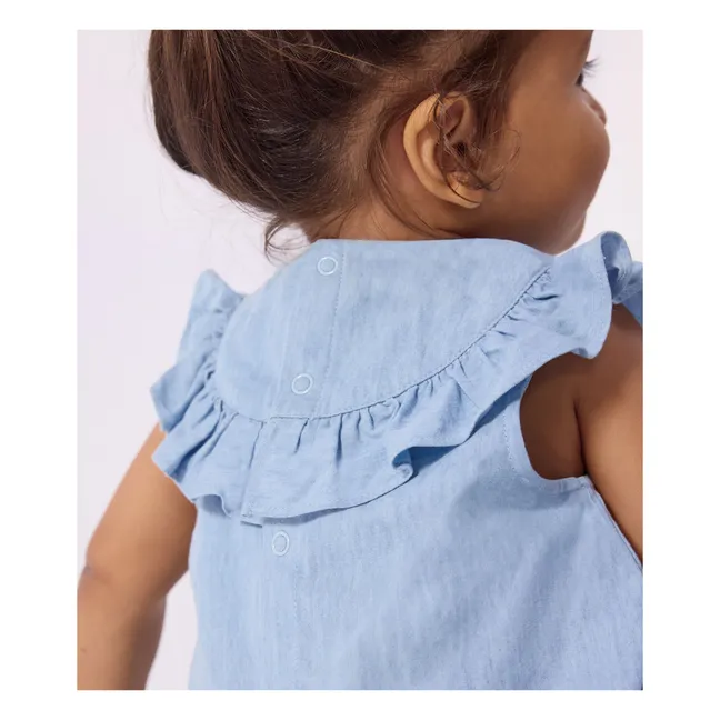 Top vaquero con cuello de chambray | Azul Claro