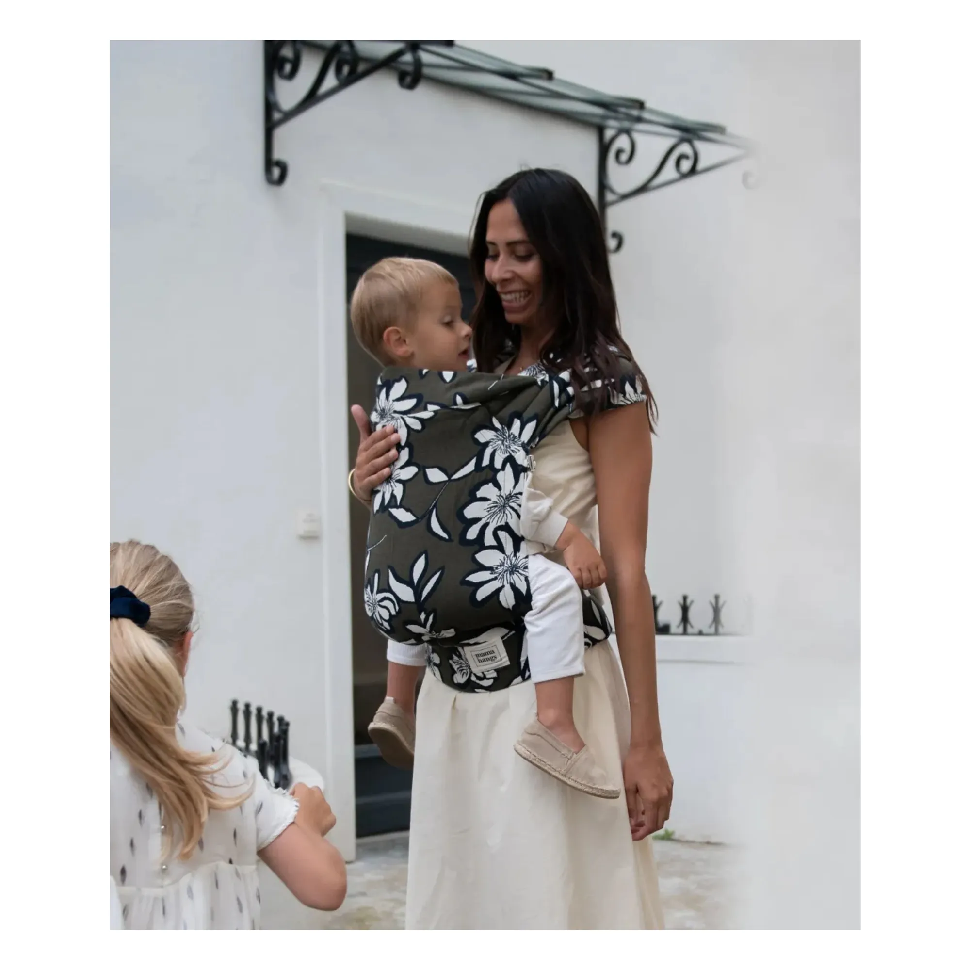Mama Hangs Khaki Carry & Bloom Baby Carrier