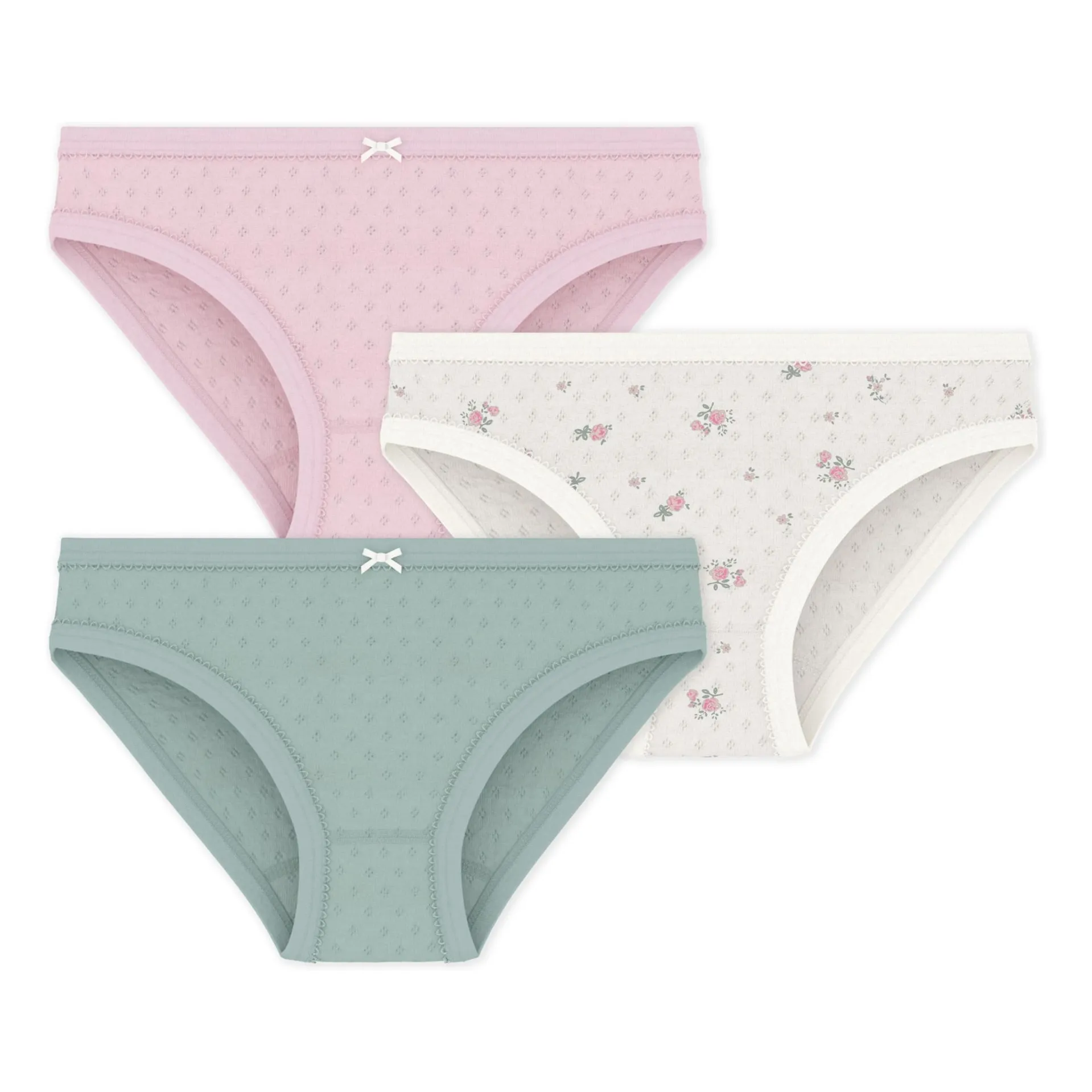 Petit Bateau Girls Pink Batch 3 Openwork Panties