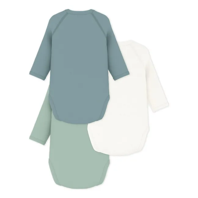 Lot 3 Bodies Croisés Mon Bébé Coton Bio | Bleu
