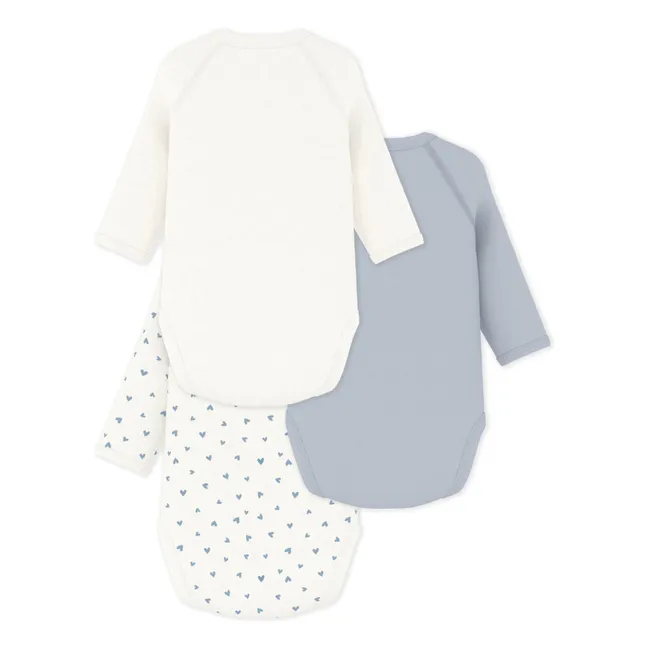 Lot 3 Bodies Croisés Cœurs Coton Bio | Blanc