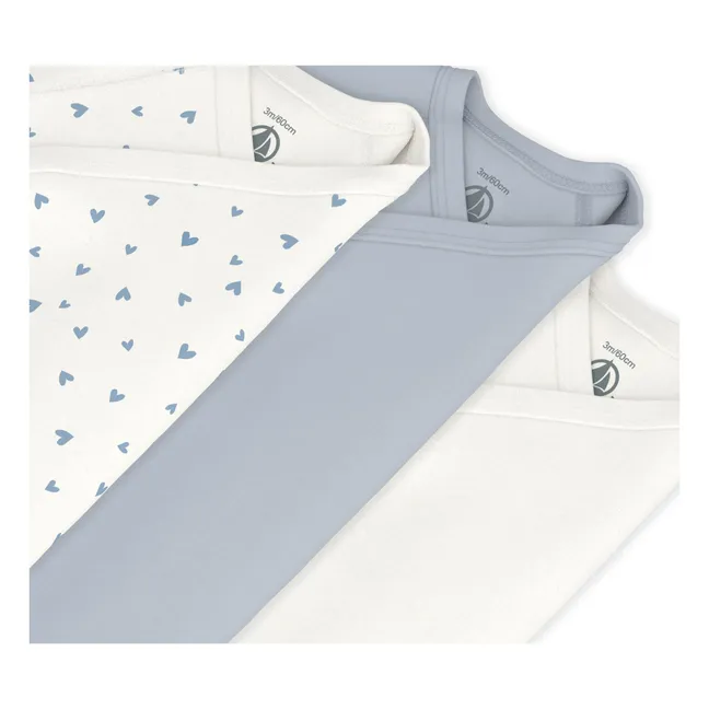 Lot 3 Bodies Croisés Cœurs Coton Bio | Blanc