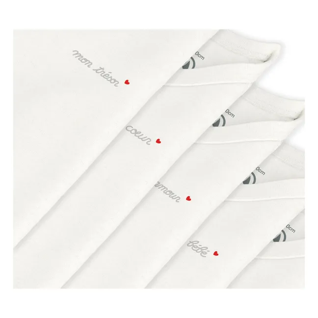 Lote de 5 bodys de algodón ecológico Mon Ange | Crudo