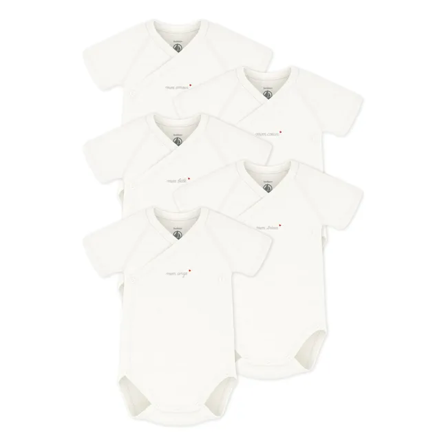 Lote de 5 bodys de algodón ecológico Mon Ange | Crudo