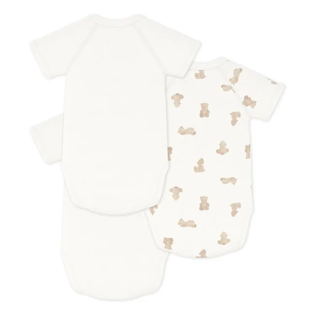 Lot 3 Bodies Croisés Ours Coton Bio | Ecru
