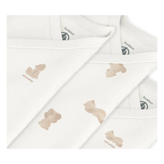 Lot 3 Bodies Croisés Ours Coton Bio | Ecru