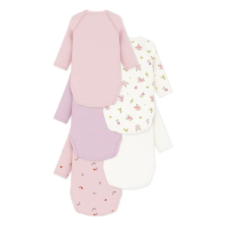 Lote de 5 bodies floreados de algodón ecológico | Rosa- Imagen del producto n°2