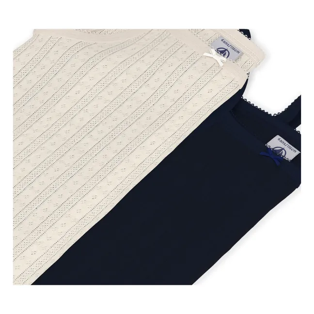 Lote 2 Camisetas de tirantes caladas | Azul Noche