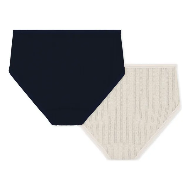 Set of 2 High-Waisted Organic Cotton Panties | Ecru