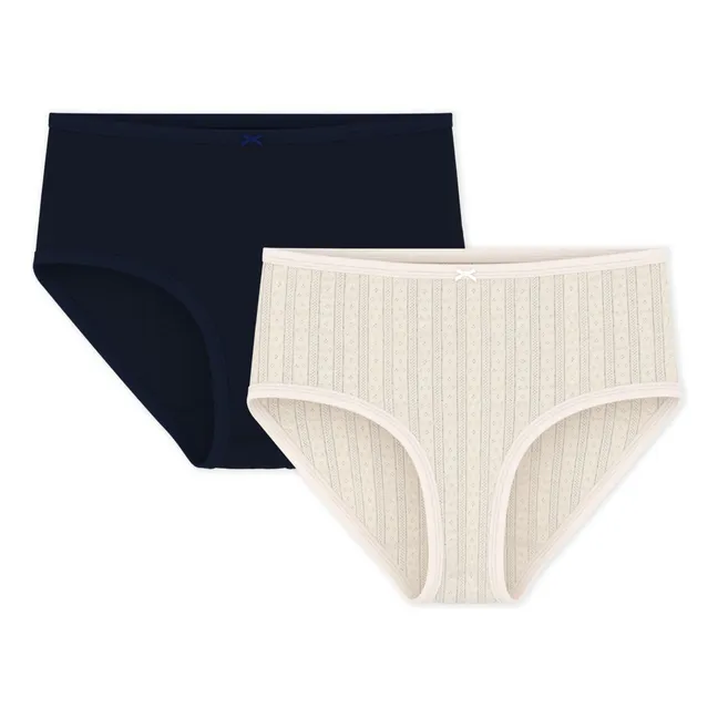 Set of 2 High-Waisted Organic Cotton Panties | Ecru