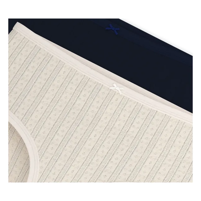 Lote de 2 braguitas de cintura alta de algodón ecológico | Crudo