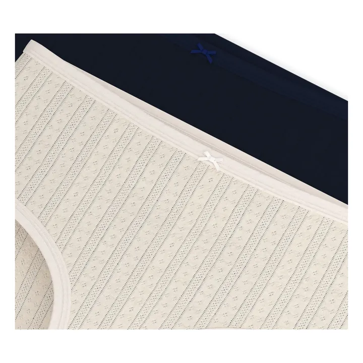 Lote de 2 braguitas de cintura alta de algodón ecológico | Crudo- Imagen del producto n°1