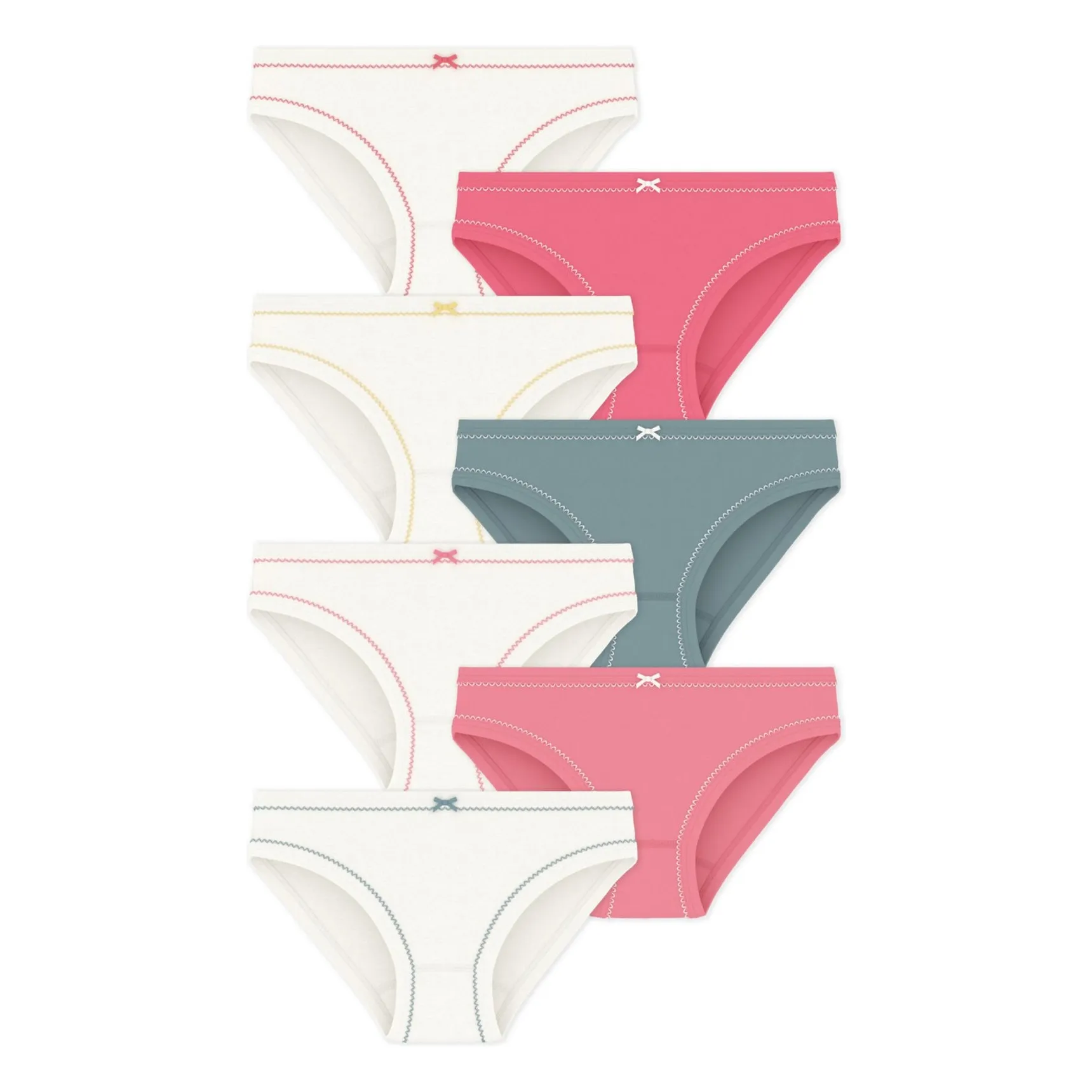 Petit Bateau Girls Coral Batch 7 Plain Panties