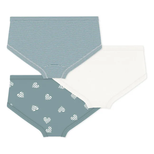 Lot 3 Culottes Taille Haute Rayées | Bleu gris