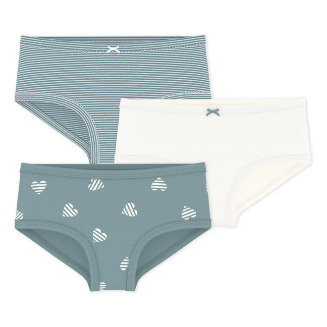 Lot 3 Culottes Taille Haute Rayées | Bleu gris