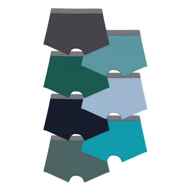 Lot 7 Boxers Unis Coton Bio | Vert