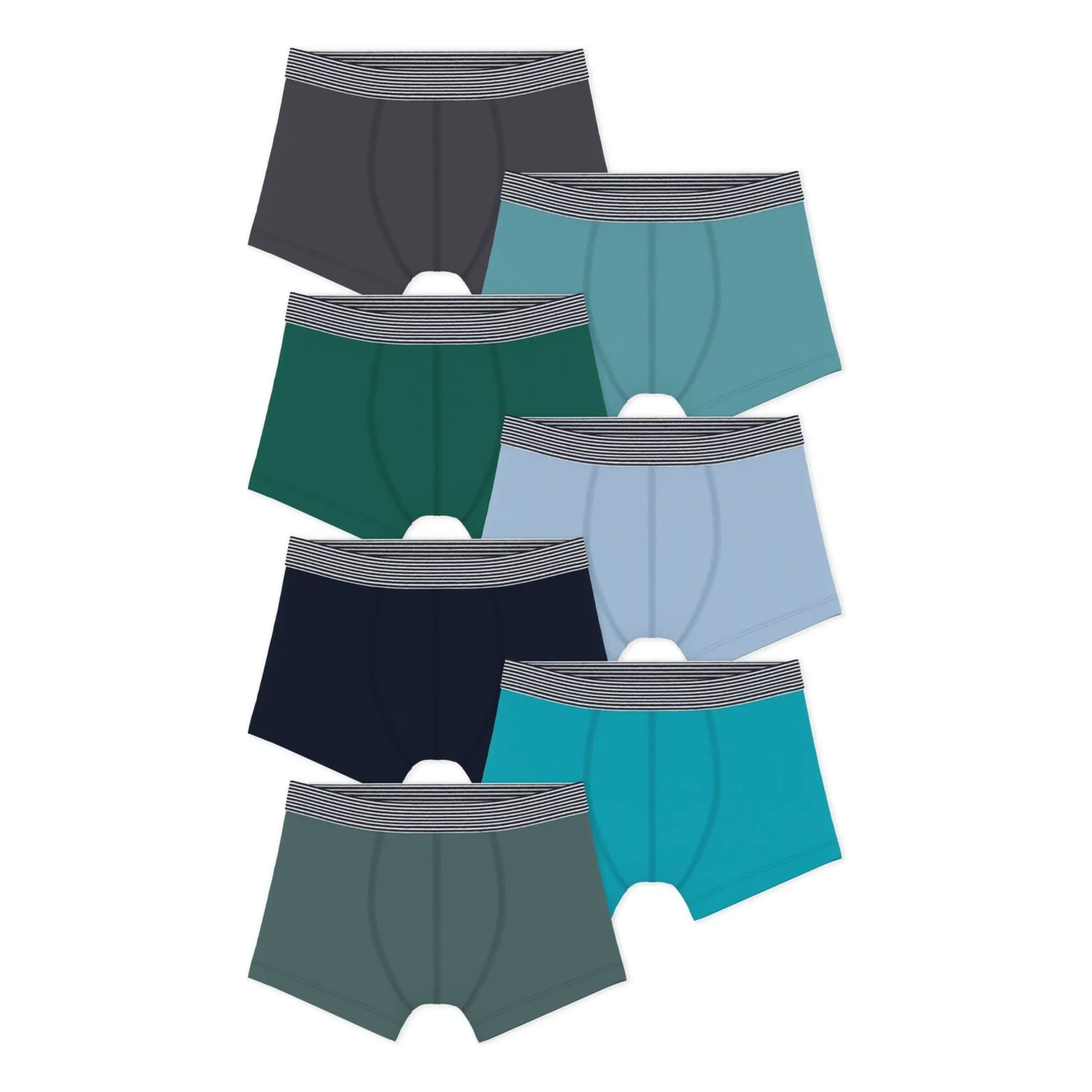 Petit Bateau Unisex Kids Green Pack Of 7 Organic Cotton Boxers