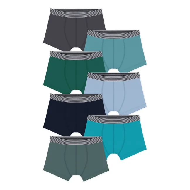 Lot 7 Boxers Unis Coton Bio | Vert