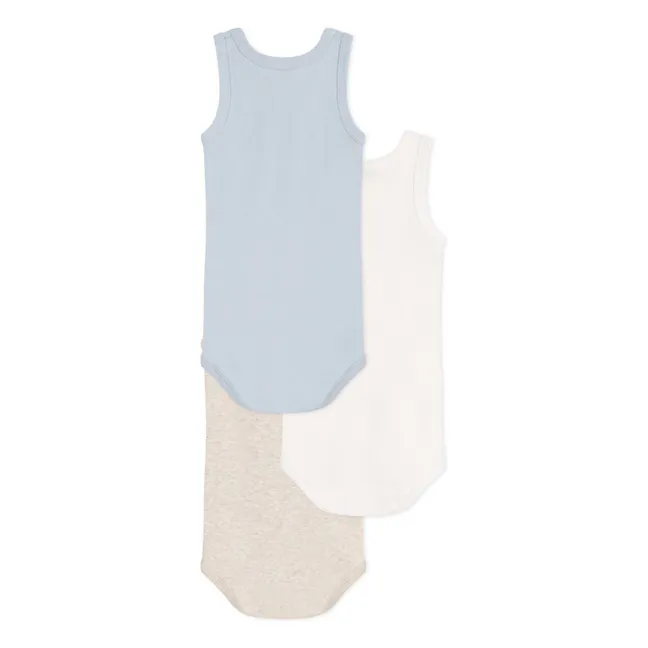 Lot 3 Bodies Sans Manches Unis | Bleu