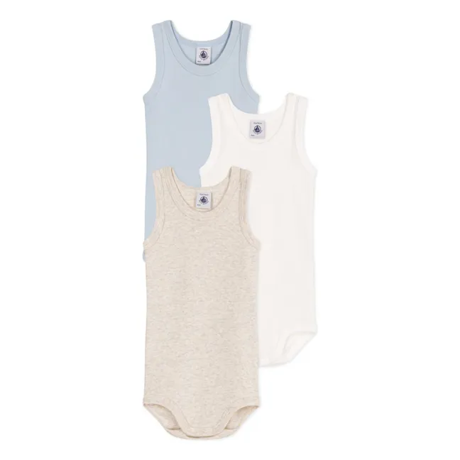 Lot 3 Bodies Sans Manches Unis | Bleu