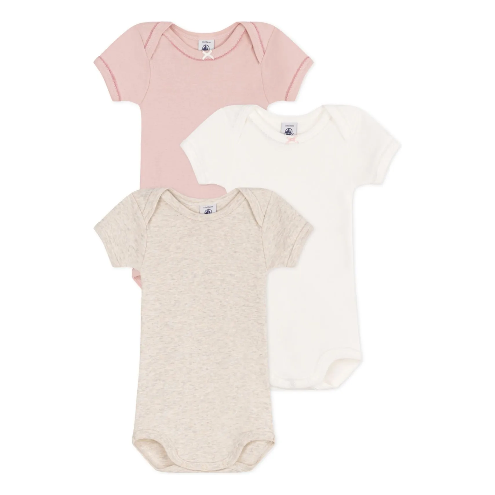 Petit Bateau Men's Pink Lot 3 Bodies Unis