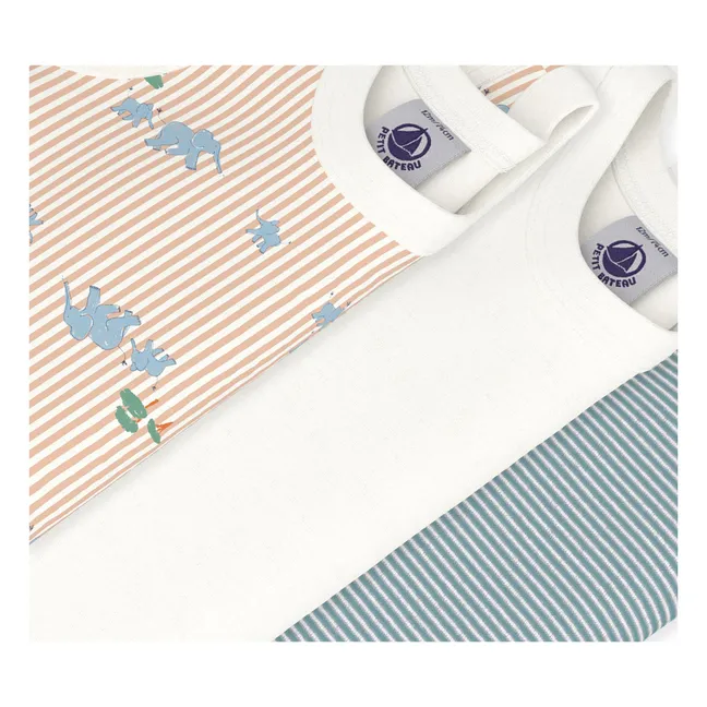 Lot 3 Bodies Eléphants Coton Bio | Blanc