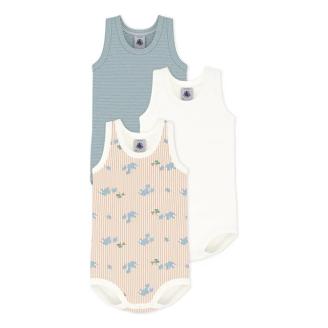 Lot 3 Bodies Eléphants Coton Bio | Blanc
