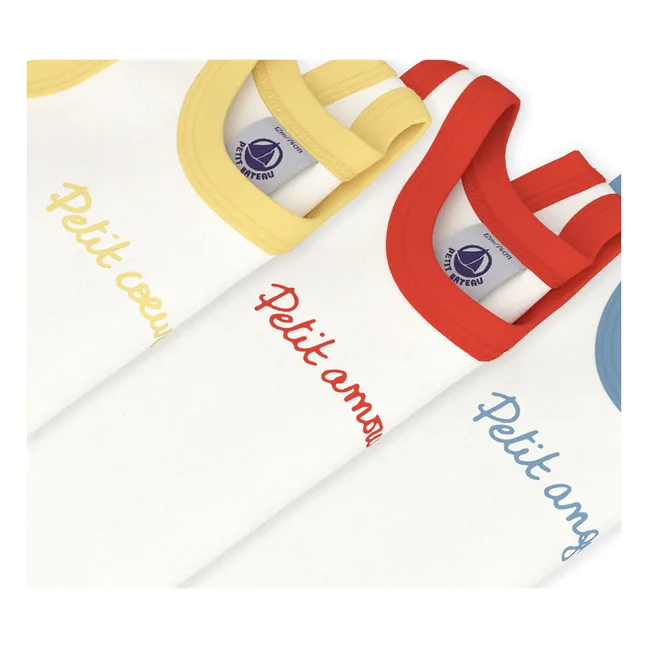 Lot 3 Bodies à Bretelles Petit Ange Coton Bio | Blanc