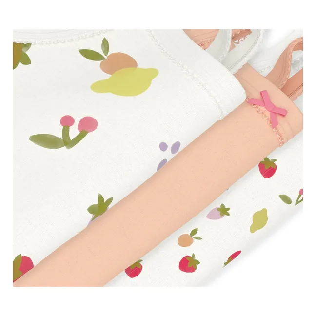 Set of 3 Organic Cotton Fruit Strap Bodies | White