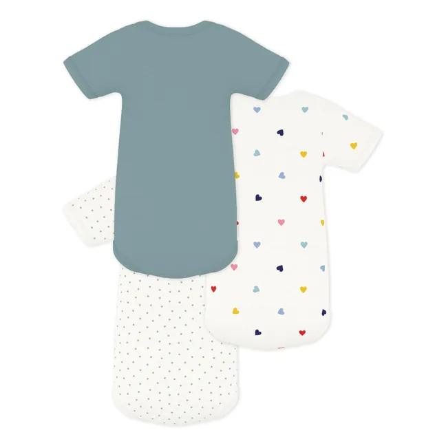 Lot 3 Bodies Cœurs Coton Bio | Bleu