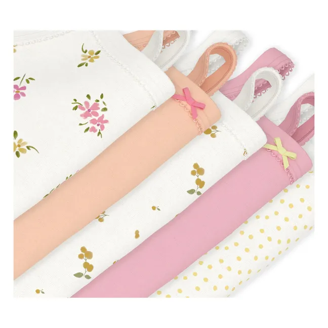 Lot 5 Bodies Bretelles Fleuris | Blanc