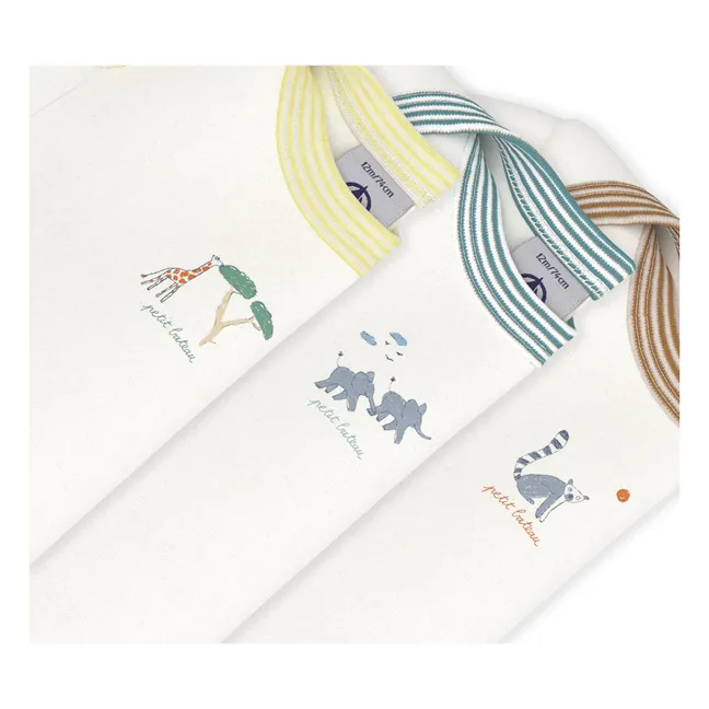 Lot 3 Bodies Animaux Coton Bio | Blanc