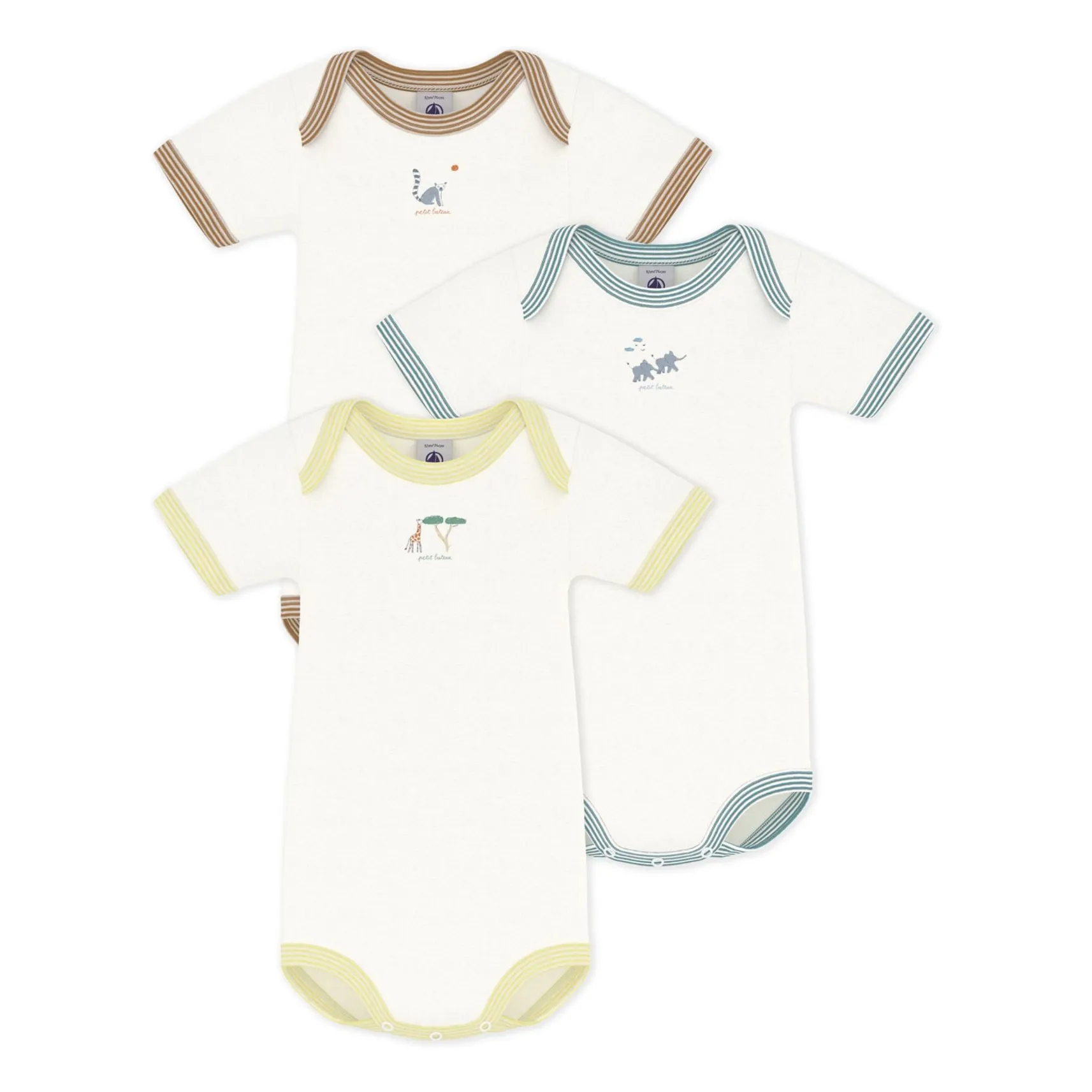 Petit Bateau White Batch 3 Organic Cotton Animal Bodies