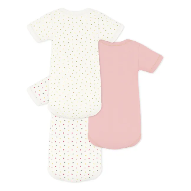 Lot 3 Bodies Mini Cœurs Coton Bio | Blanc