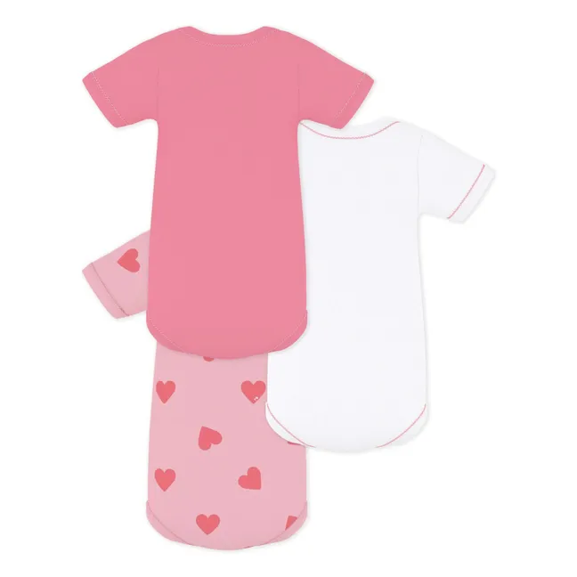 3er-Pack Bodies Herzen Bio-Baumwolle | Rosa