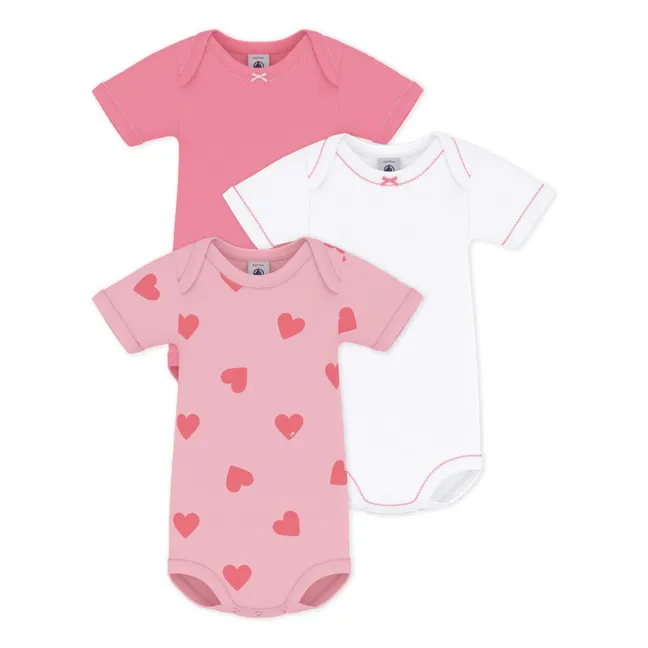 Lot 3 Bodies Cœurs Coton Bio | Rose