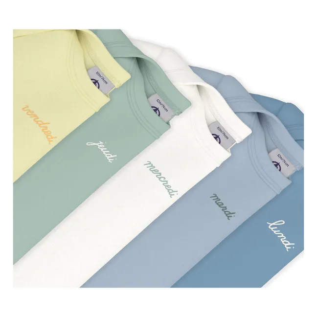 Lot 5 Bodies Semainier Coton Bio | Bleu