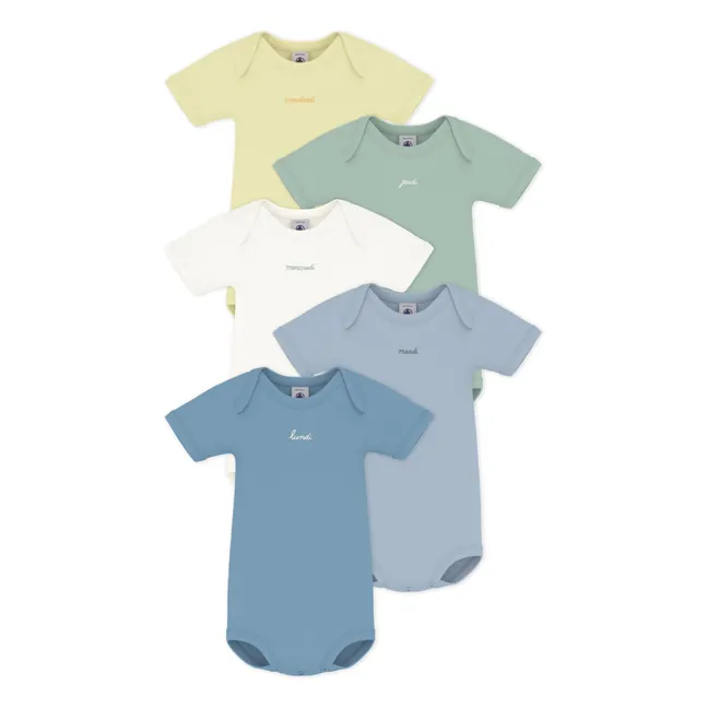 Lot 5 Bodies Semainier Coton Bio | Bleu