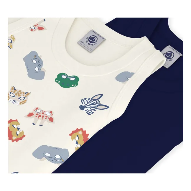 Lot 2 Débardeurs Masques Coton Bio | Bleu marine