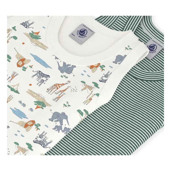 Lote de 2 camisetas de tirantes Savane de algodón ecológico | Verde