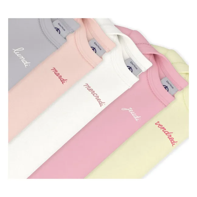 Lot 5 Bodies Semainier Coton Bio | Rose