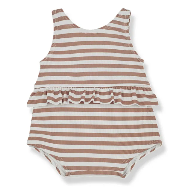 Ilaria Striped 1-Piece Swimsuit | Apricot