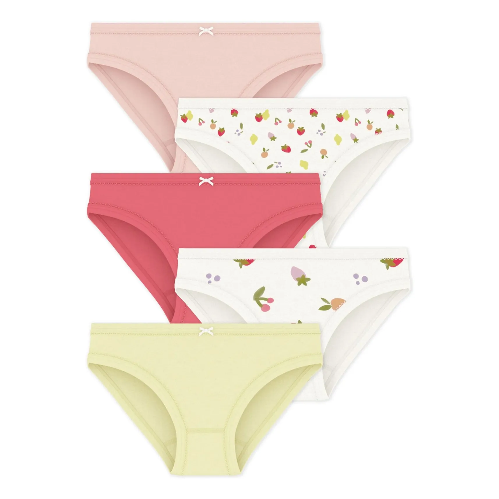 Petit Bateau Girls Pink Batch 5 Fruit Panties