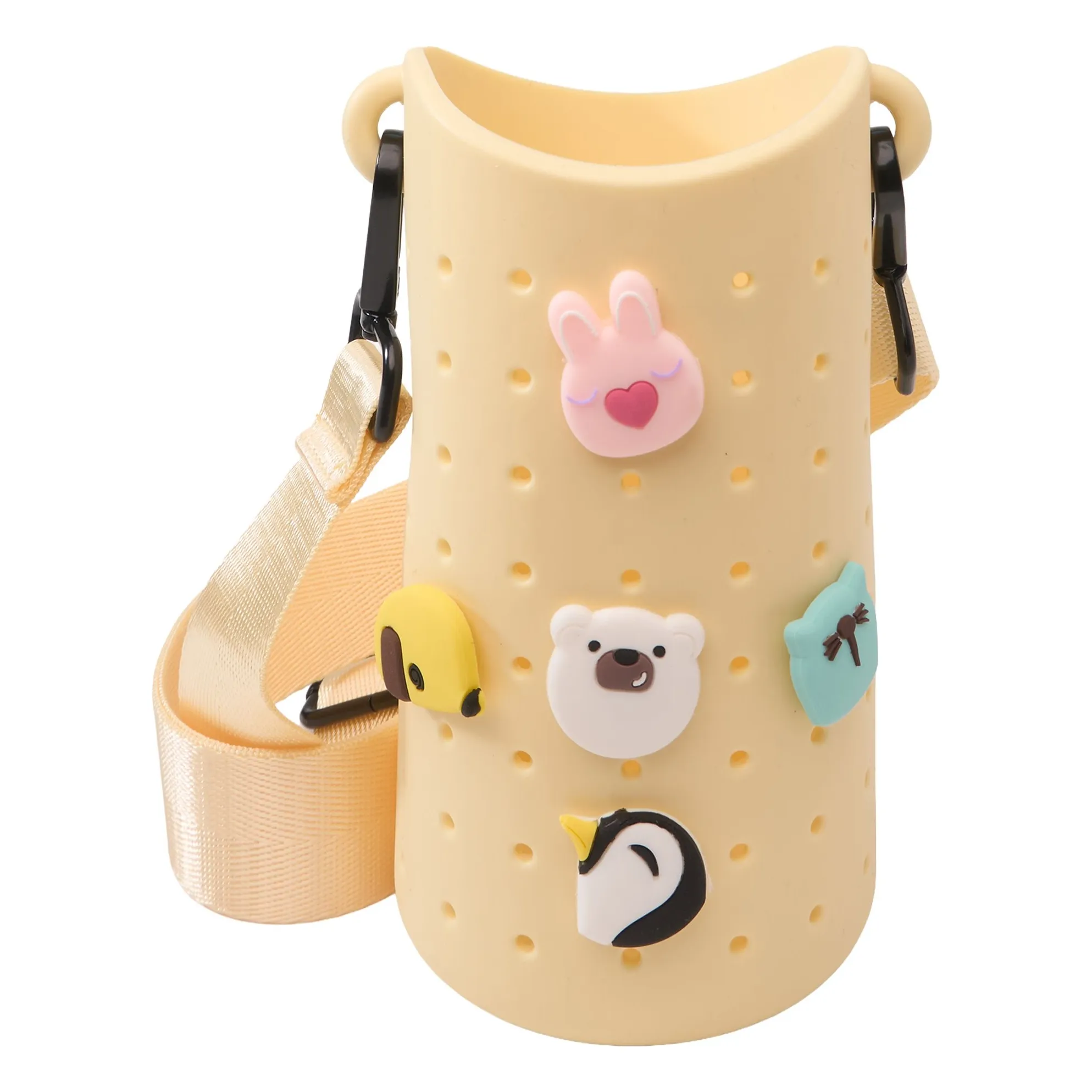 Asobu Pale Yellow Water Bottle Holder With 5 Charms