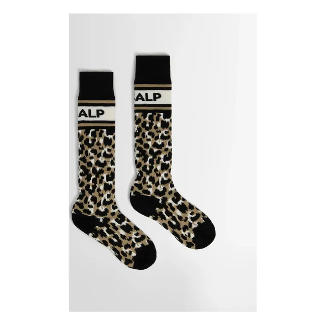 Calcetines de leopardo para esquiar | Marrón claro