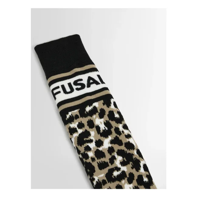 Calcetines de leopardo para esquiar | Marrón claro