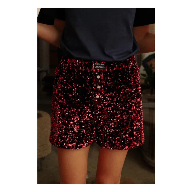 Velvet Sequins boxer shorts | Burgundy